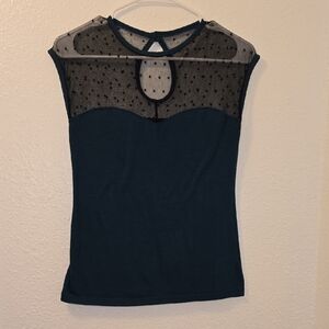 Rock Steady Black and Green Mesh Women's Blouse